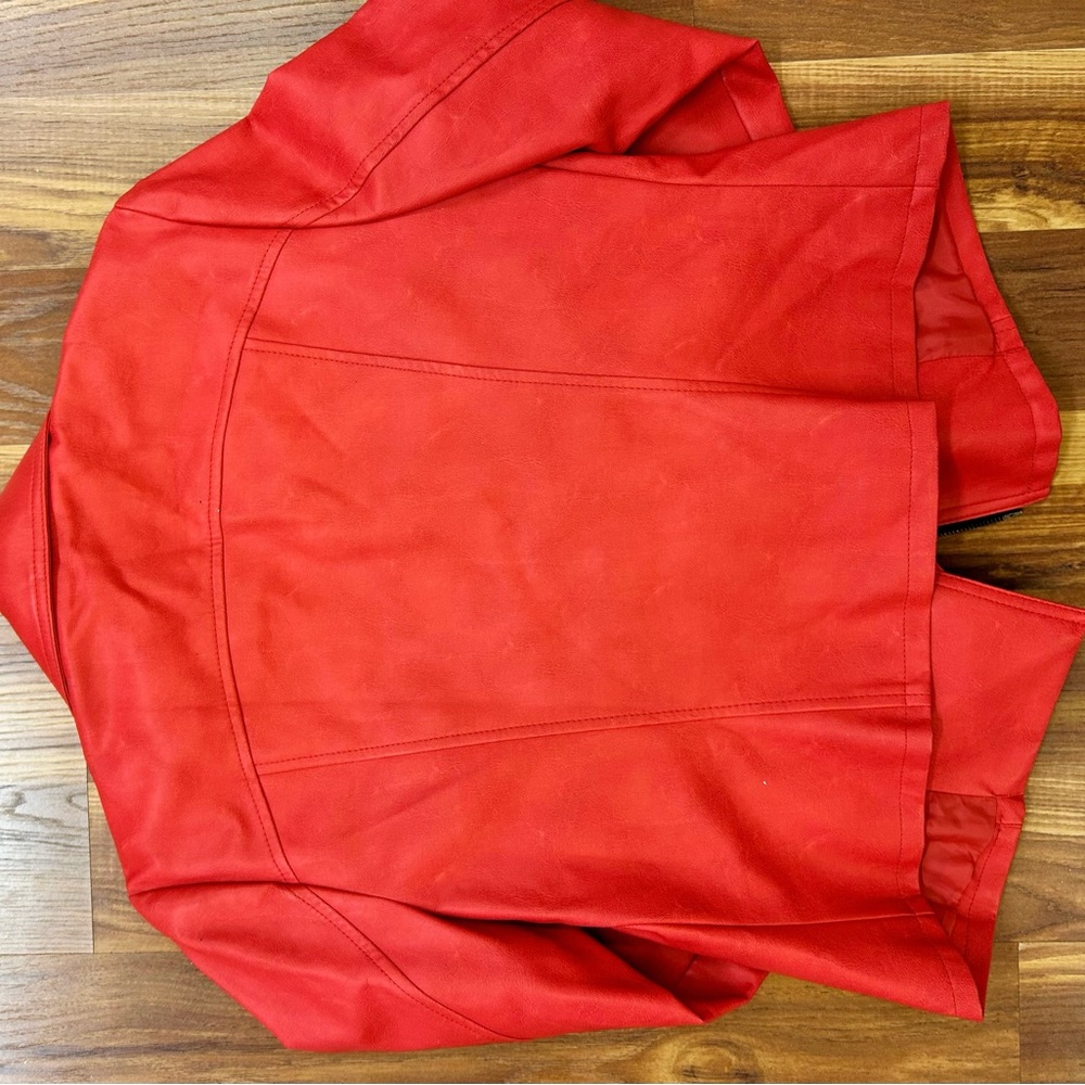 Inc Red Shell Non Leather Lining Jacket - image 3